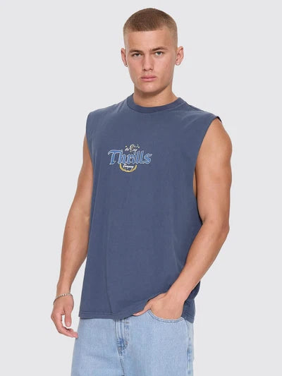 THRILLS - Twist Off Merch Muscle Tee - HERITAGE NAVY