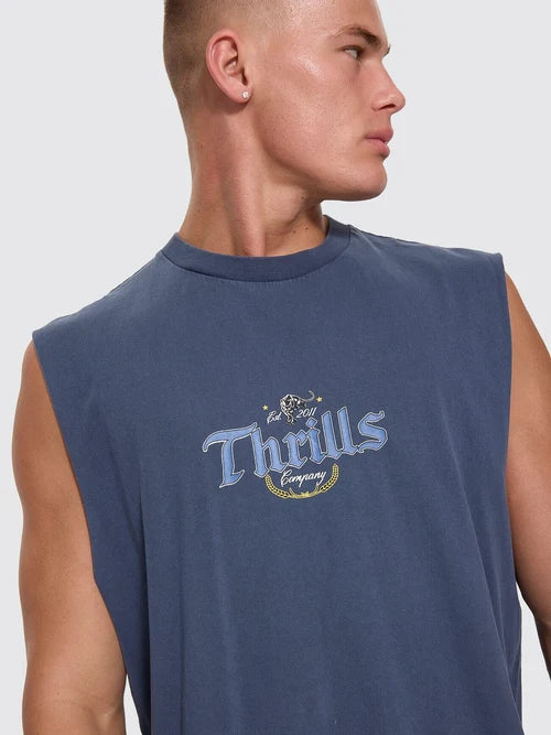THRILLS - Twist Off Merch Muscle Tee - HERITAGE NAVY