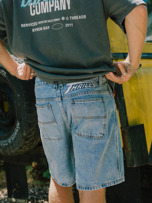 THRILLS - Heavy Voltage Slacker Relaxed Denim Short - Garage Blue