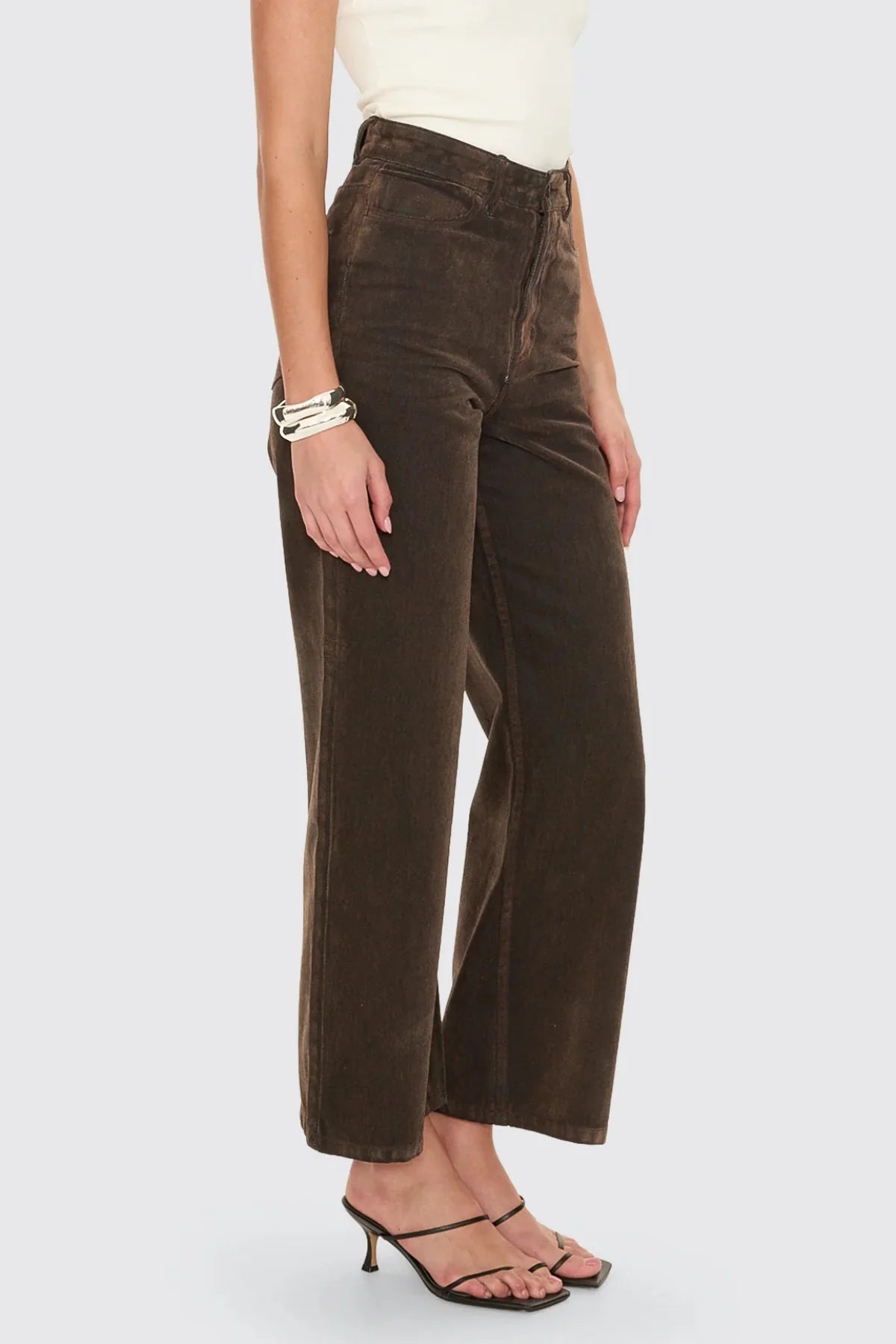 THRILLS - Holly High Rise Flocked Denim Jean - Dark Chocolate