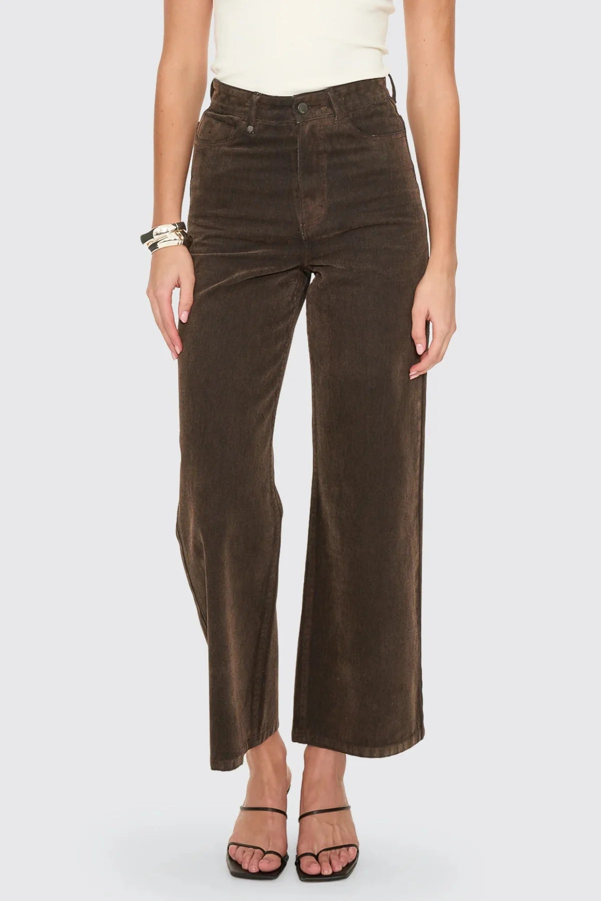 THRILLS - Holly High Rise Flocked Denim Jean - Dark Chocolate