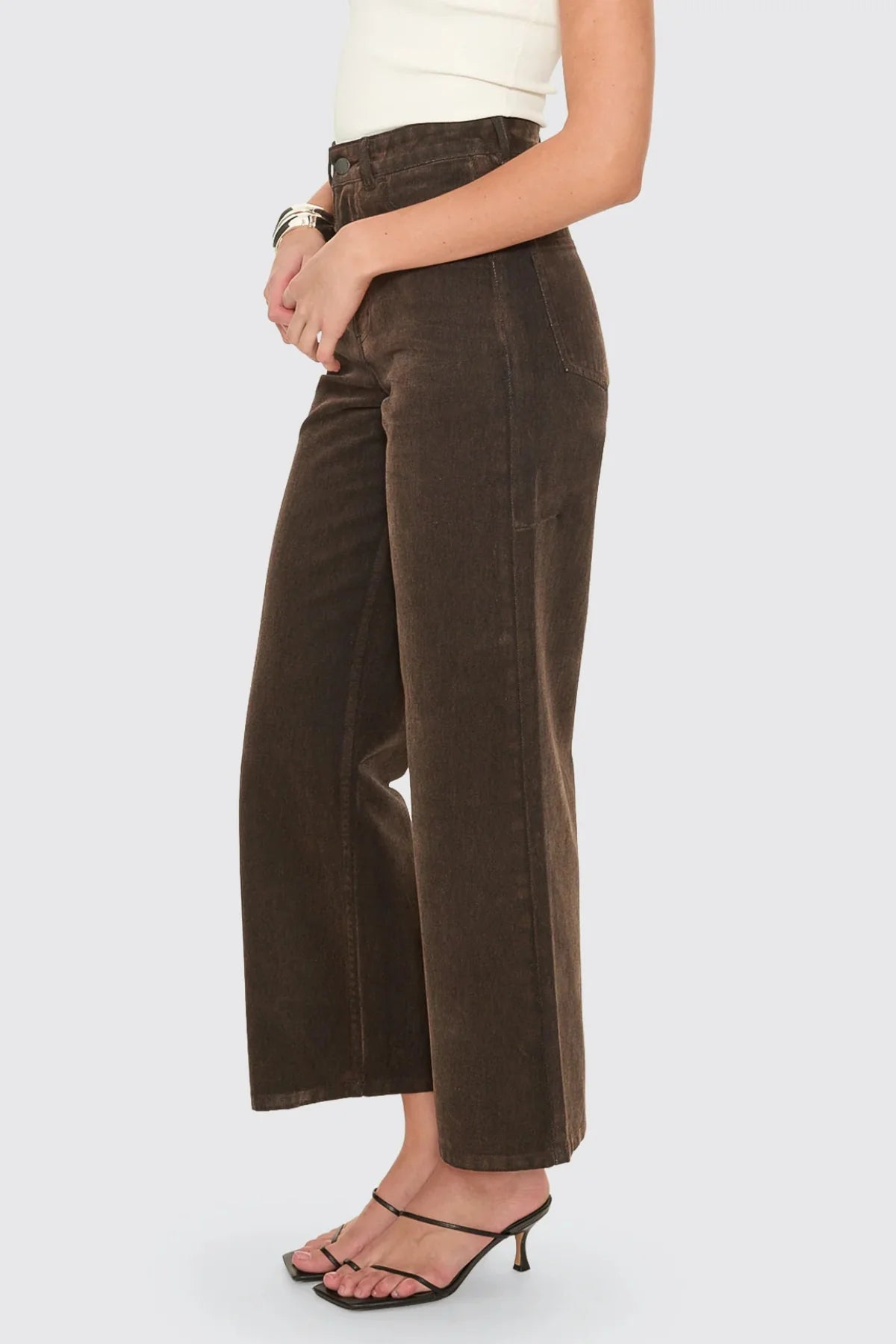 THRILLS - Holly High Rise Flocked Denim Jean - Dark Chocolate