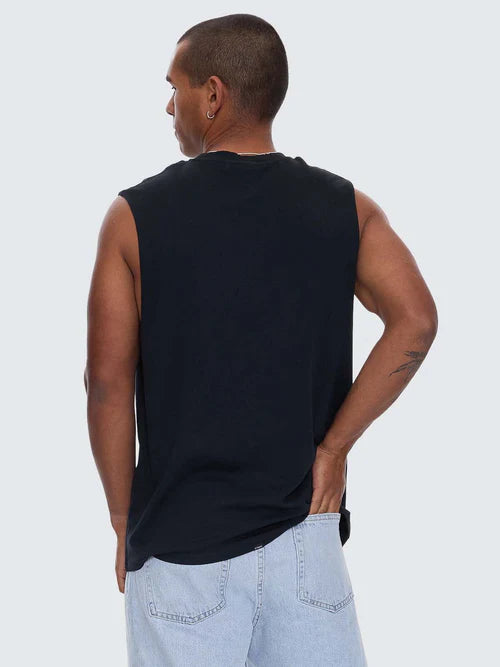 THRILLS - Calm State Embro Box Fit O'Size Crop Muscle Tee - Washed Black