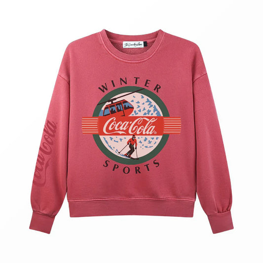 COCO COLA WINTER SPORT CLASSIC CREWNECK SWEATER - VINTAGE RED
