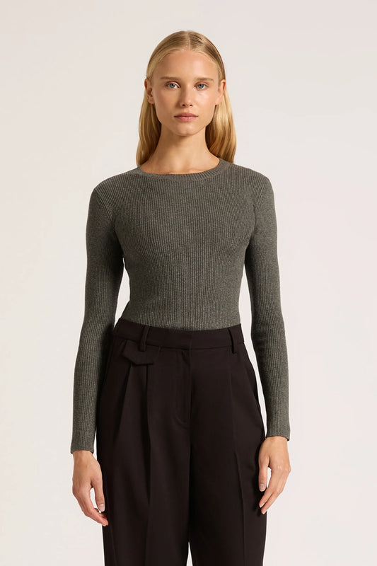 NUDE LUCY - Classic LS Knit - CHARCOAL