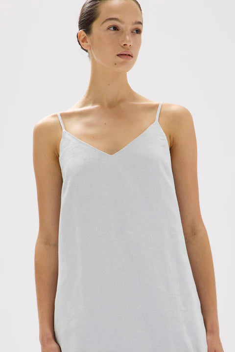 ASSEMBLY LABEL - Vallory Linen Slip Dress - Blue Haze Revival Yamba ASSEMBLY LABEL - Vallory Linen Slip Dress - Blue Haze Revival Yamba