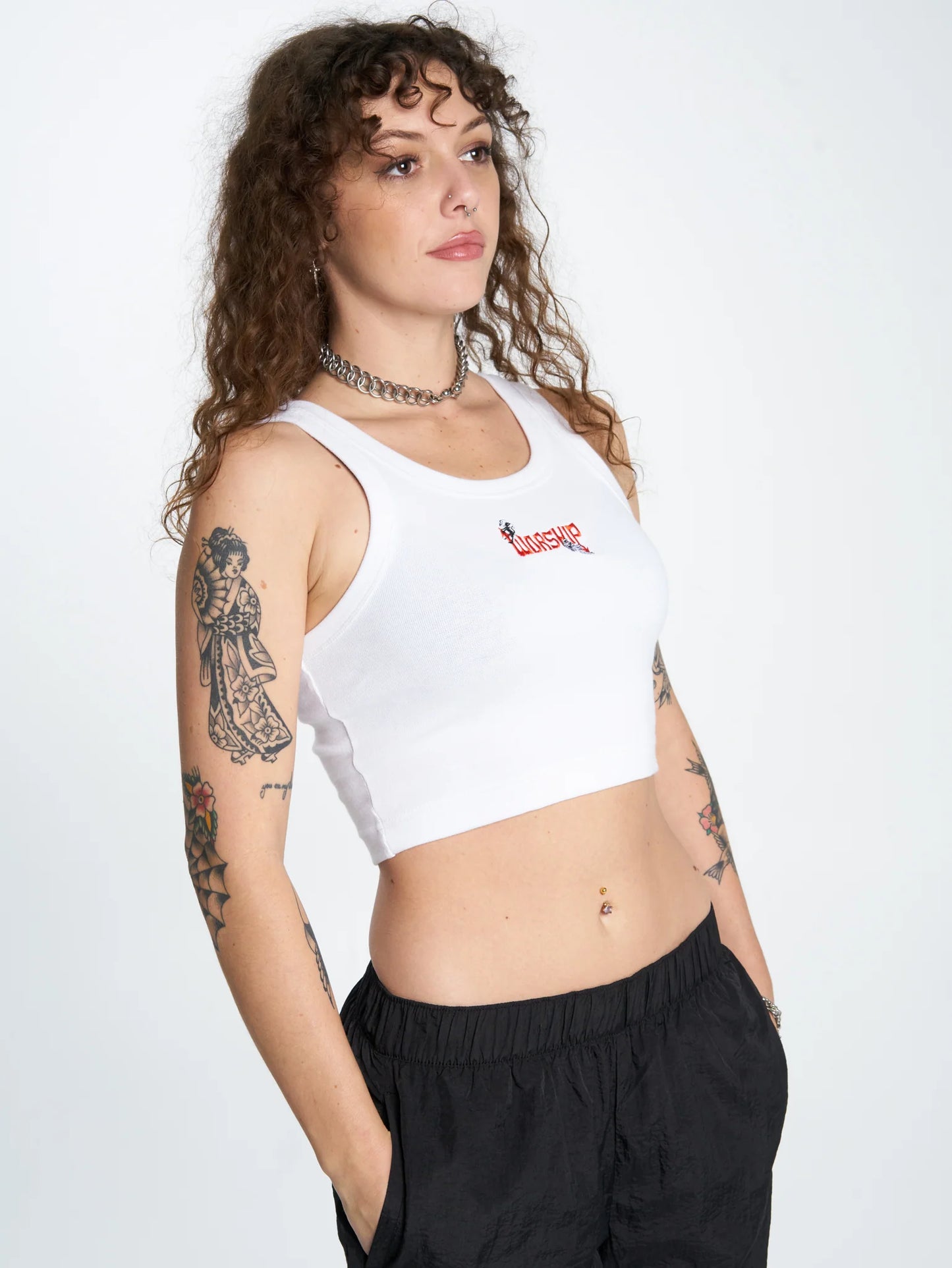 WORSHIP - Purgatory Crop Sport Tank - White