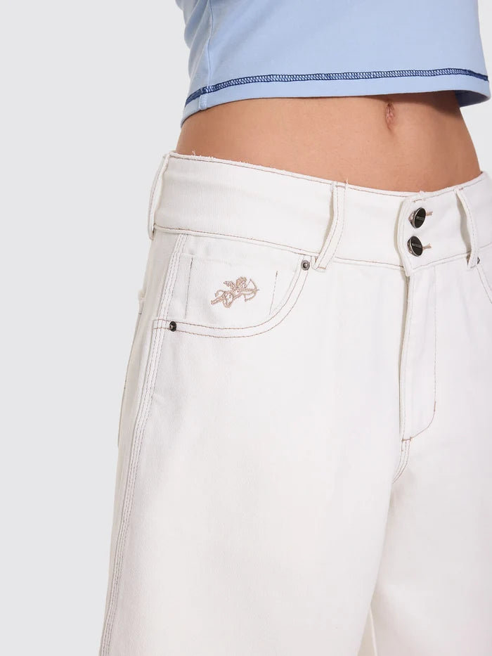 WORSHIP - 00'S Big Baggy Short - MILK WHITE