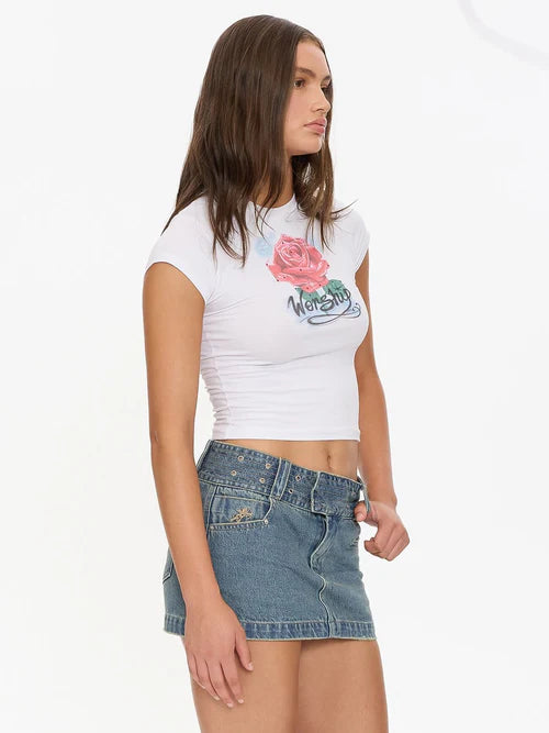 WORSHIP - Thorny Cap Sleeve Tee - White