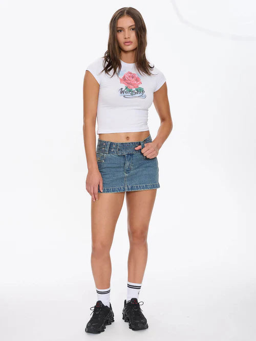 WORSHIP - Thorny Cap Sleeve Tee - White