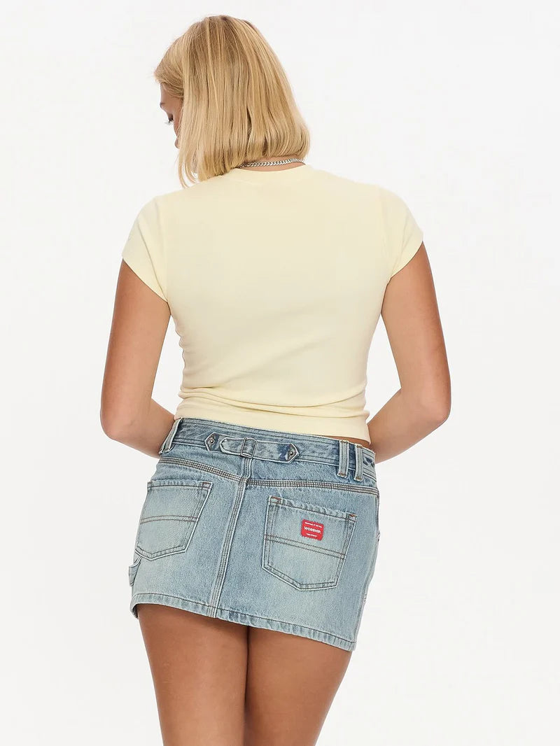 WORSHIP - Sucks To Be You Cap Sleeve Tee - Lemon Icing