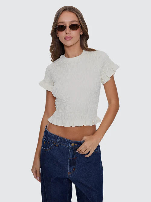 THRILLS - Against All Odds Shirred Tee - Butter Cream