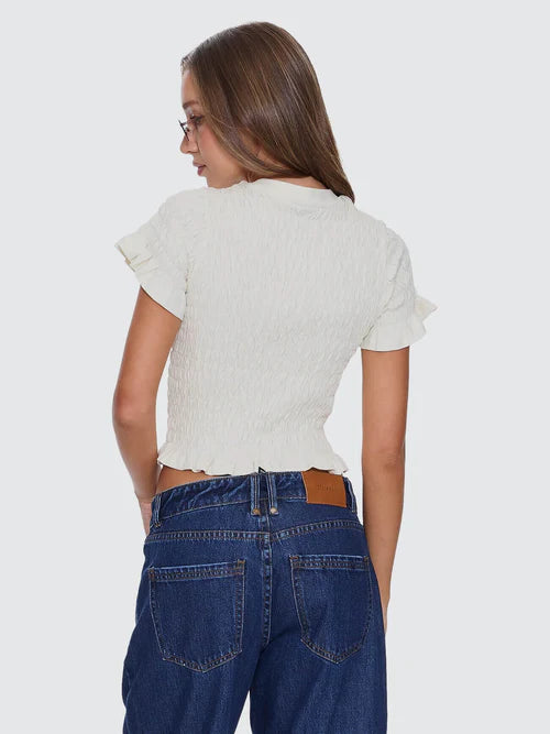 THRILLS - Against All Odds Shirred Tee - Butter Cream