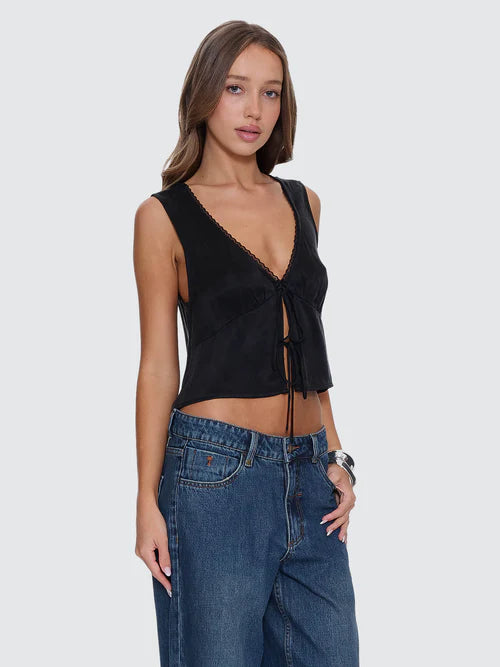 THRILLS - Saige Tie Front Top - Black