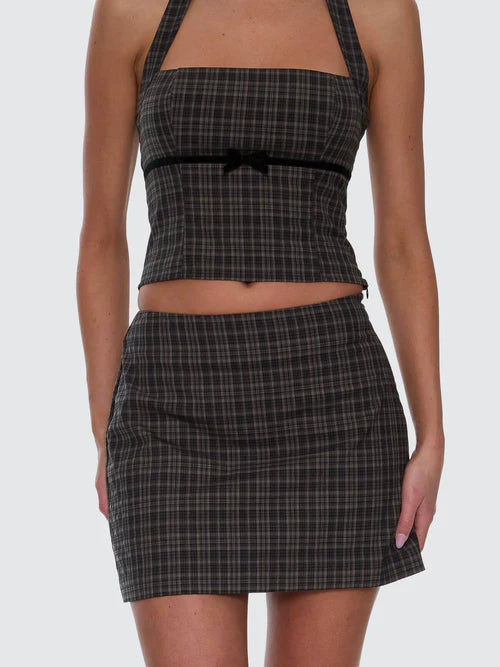 THRILLS - Devyn Check Mini Skirt - Tarmac