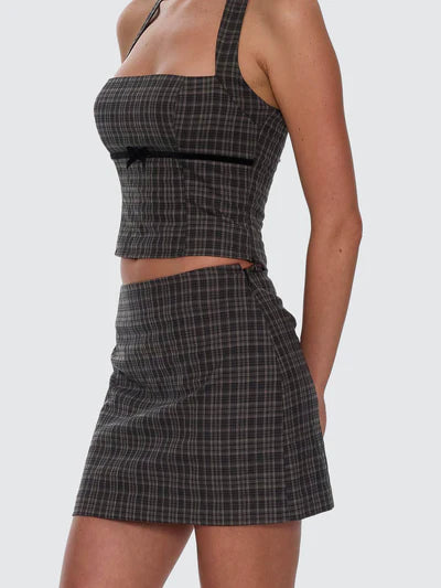 THRILLS - Devyn Check Mini Skirt - Tarmac