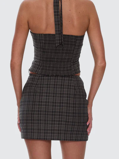 THRILLS - Devyn Check Mini Skirt - Tarmac