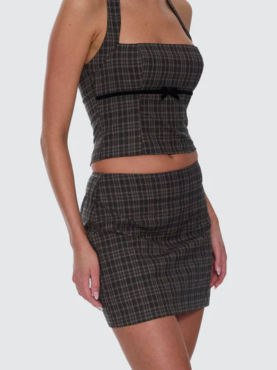 THRILLS - Devyn Check Mini Skirt - Tarmac