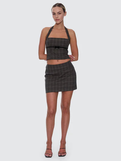 THRILLS - Devyn Check Mini Skirt - Tarmac
