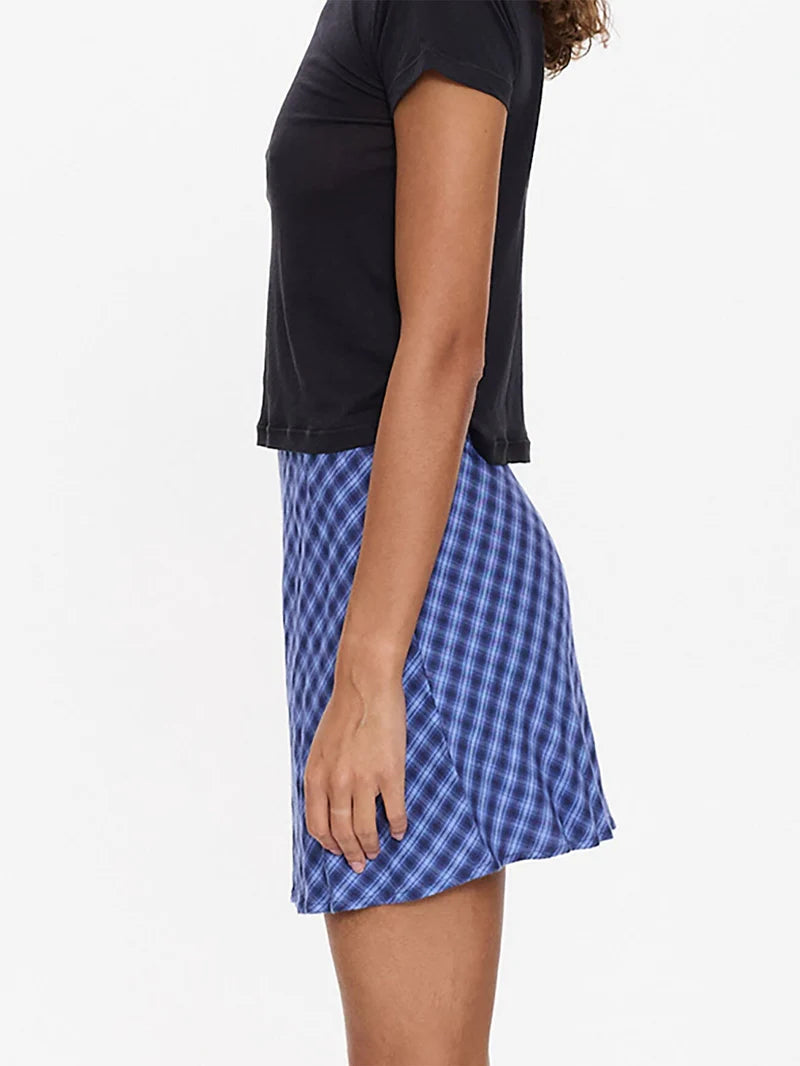 THRILLS - High Speed Check Mini Skirt - Guardian Navy