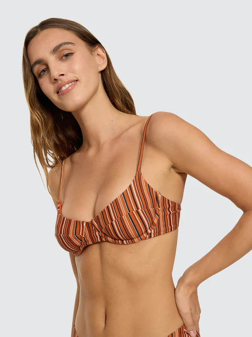 THRILLS - Aftersun Stripe Underwire Bikini Top - Burnt Orange