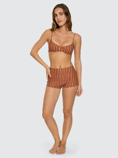 THRILLS - Aftersun Stripe Boy Leg Bikini Bottom - Burnt Orange
