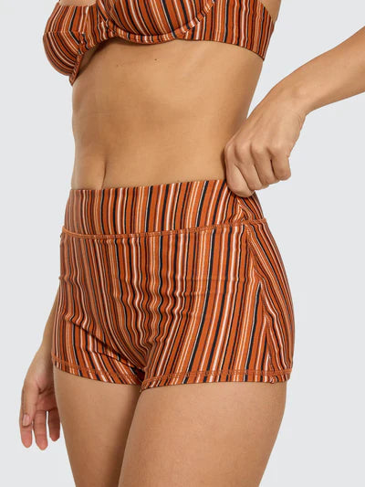 THRILLS - Aftersun Stripe Boy Leg Bikini Bottom - Burnt Orange