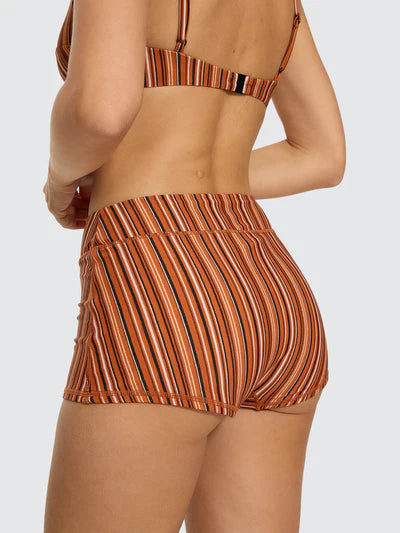THRILLS - Aftersun Stripe Boy Leg Bikini Bottom - Burnt Orange