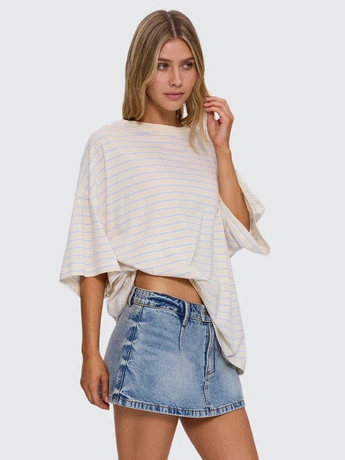 THRILLS - Coastal Slouch Tee - PLACID BLUE STRIPE