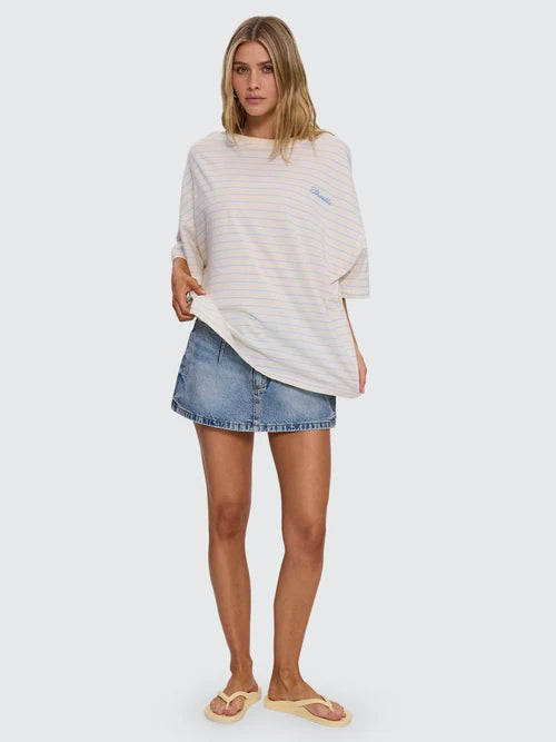 THRILLS - Coastal Slouch Tee - PLACID BLUE STRIPE