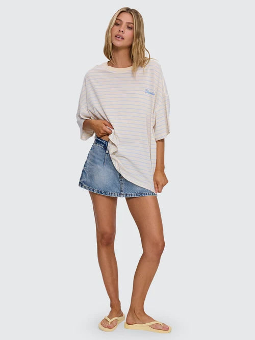 THRILLS - Coastal Slouch Tee - PLACID BLUE STRIPE