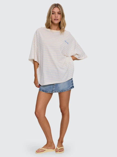THRILLS - Coastal Slouch Tee - PLACID BLUE STRIPE