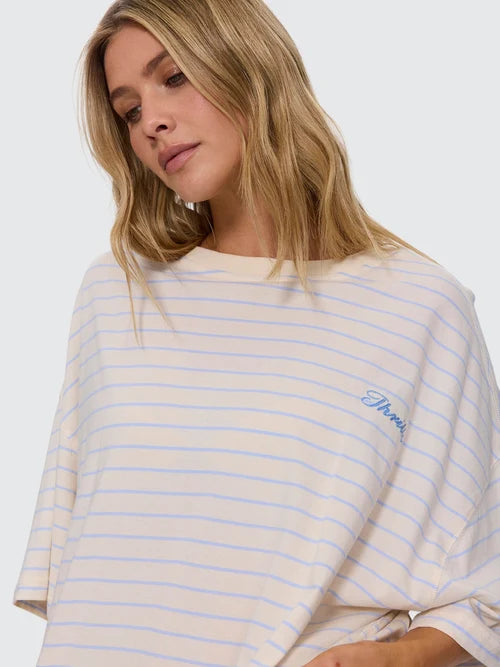 THRILLS - Coastal Slouch Tee - PLACID BLUE STRIPE