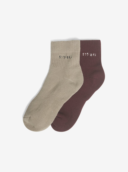 THRILLS - Minimal Thrills 2 Pk Sock - OYSTER GREY/DEEP PLUM