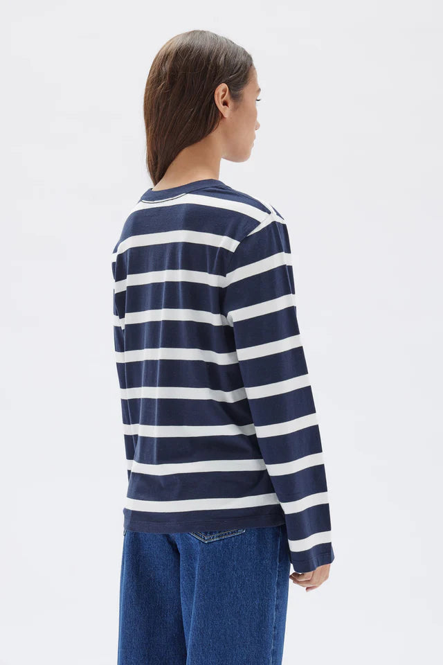 ASSEMBLY LABEL - Tyler Stripe LS Tee - TRUE NAVY/ANTIQUE WHITE