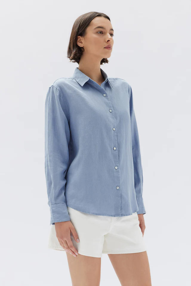 ASSEMBLY LABEL - Xander L/S Linen  Shirt - Glacial
