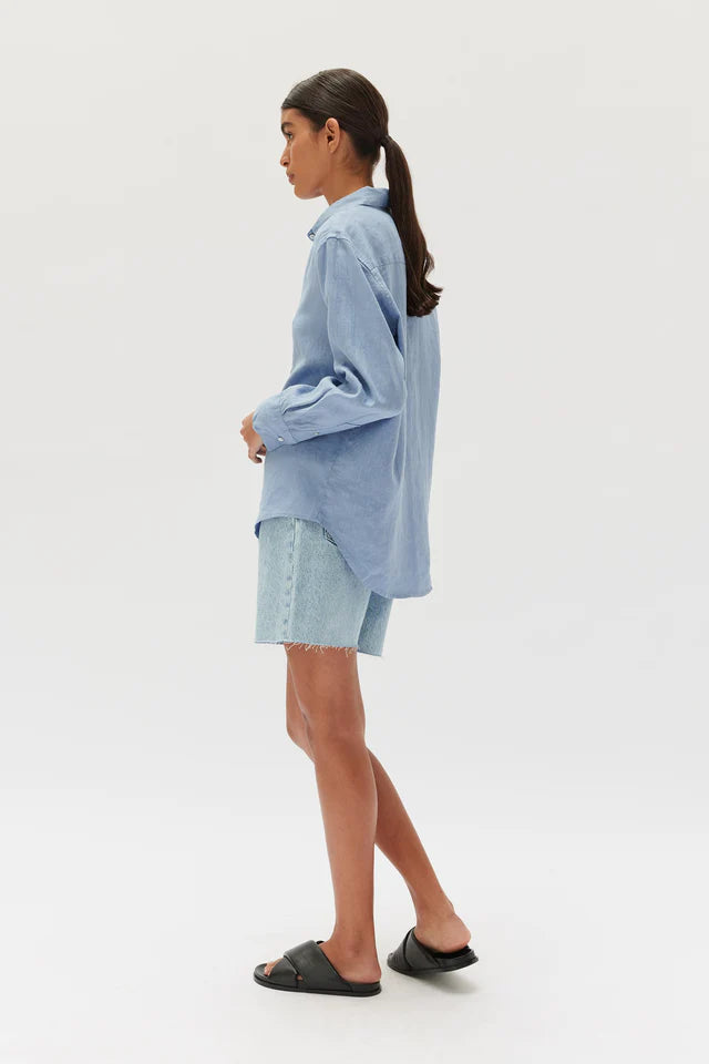 ASSEMBLY LABEL - Xander L/S Linen  Shirt - POOL