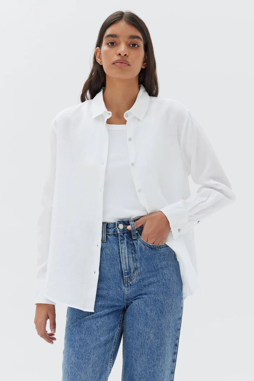 ASSEMBLY LABEL - Xander Long Sleeve  Shirt - WHITE
