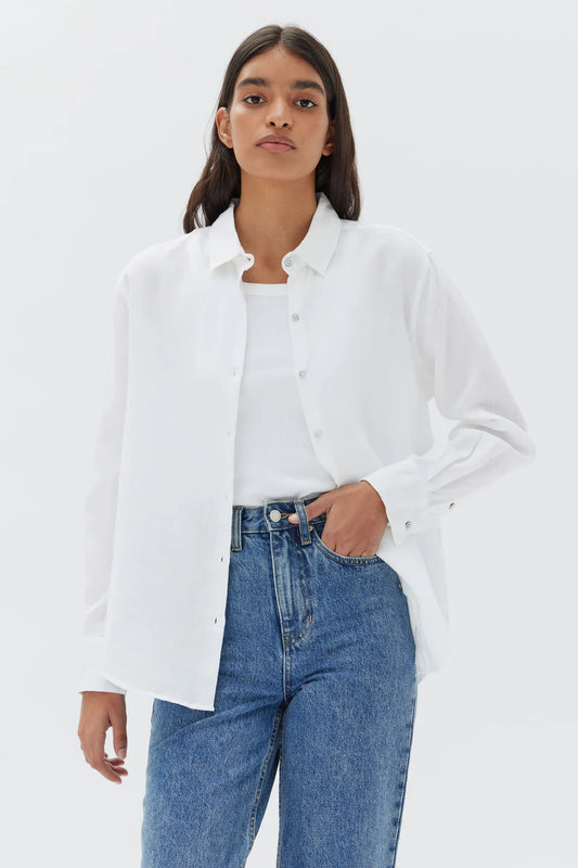 ASSEMBLY LABEL - Xander Long Sleeve  Shirt - WHITE