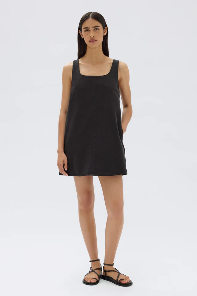 ASSEMBLY LABEL - Zoey Twill Mini Dress - BLACK