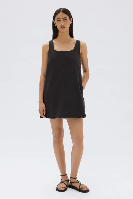 ASSEMBLY LABEL - Zoey Twill Mini Dress - BLACK