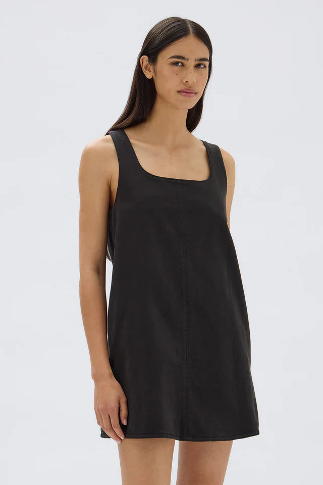 ASSEMBLY LABEL - Zoey Twill Mini Dress - BLACK
