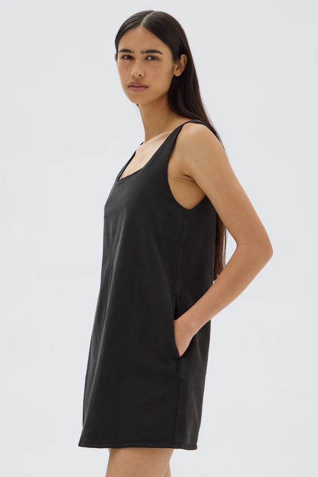 ASSEMBLY LABEL - Zoey Twill Mini Dress - BLACK