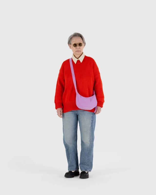 BAGGU - Small Nylon Crescent Bag - PEONY