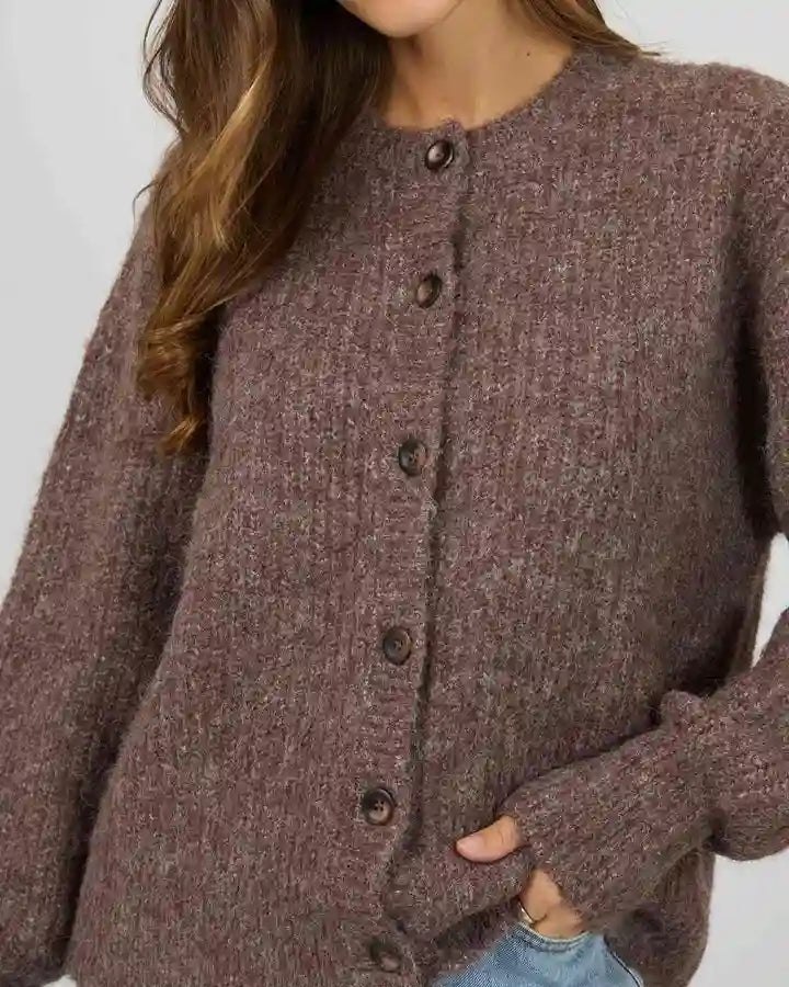 SILENT THEORY - Bonni Knit Cardigan - CHERRY