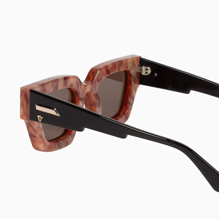 VALLEY EYEWEAR - GHOST - Fire Stone Black Temples w. Gold Metal Trim / Brown Lens