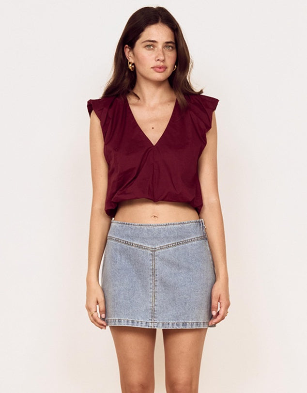 MINKPINK - Lola V-Neck Top - WINE