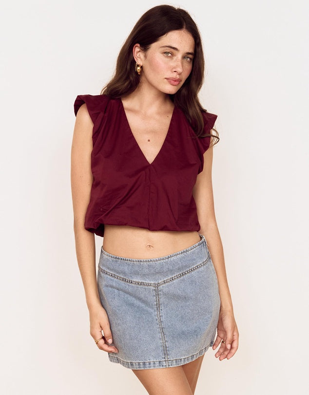 MINKPINK - Lola V-Neck Top - WINE