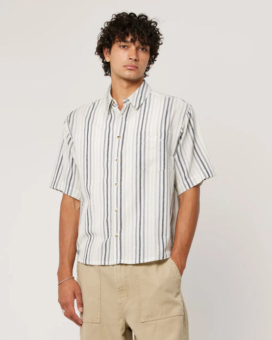 ROLLA'S - Tidal Waves Stripe Shirt - Titanium Stripe