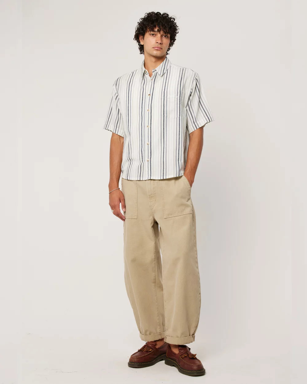 ROLLA'S - Tidal Waves Stripe Shirt - Titanium Stripe